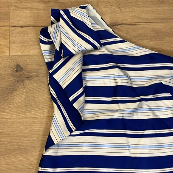 Banana Republic | New One Shoulder striped sheath dress w/Bow Women’s size 8 - Picture 5 of 11